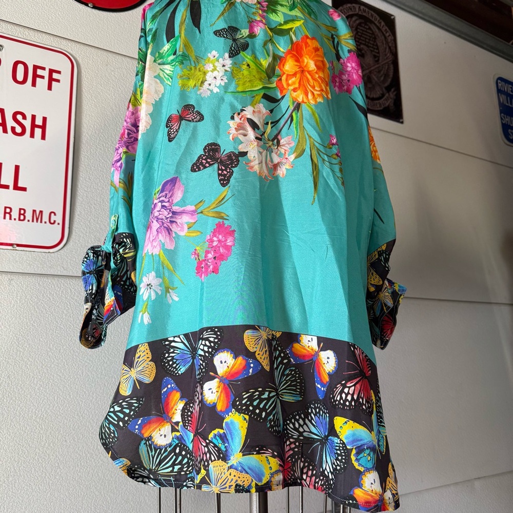 Johnny Was Panya Karis Button Down 100% Silk - Picture 8 of 12